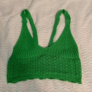 Green crochet summer top with the cutest tie back